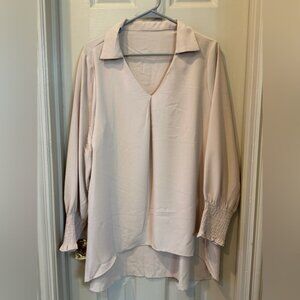 NWOT High-low cream tunic blouse, size XL